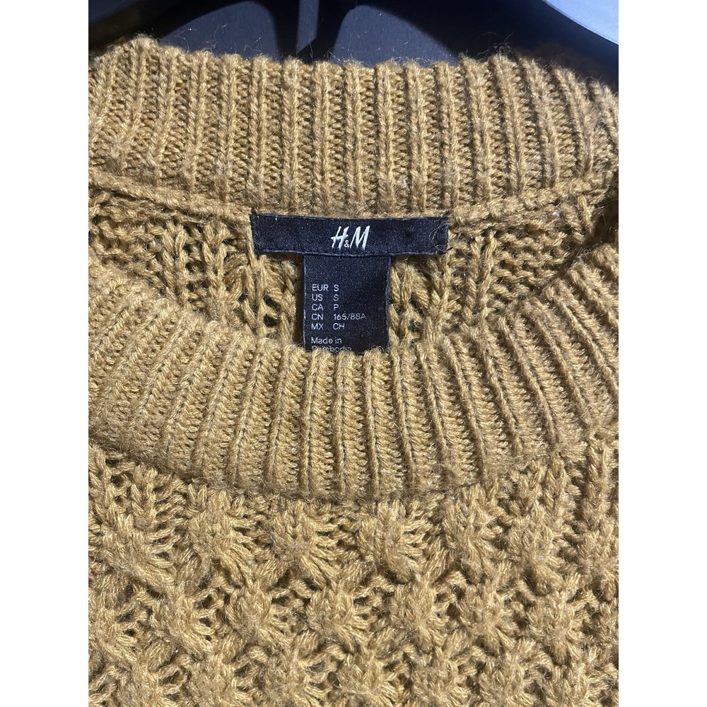 H&M Sweater Women Cable Knit Chunky Oversized Mustard Small